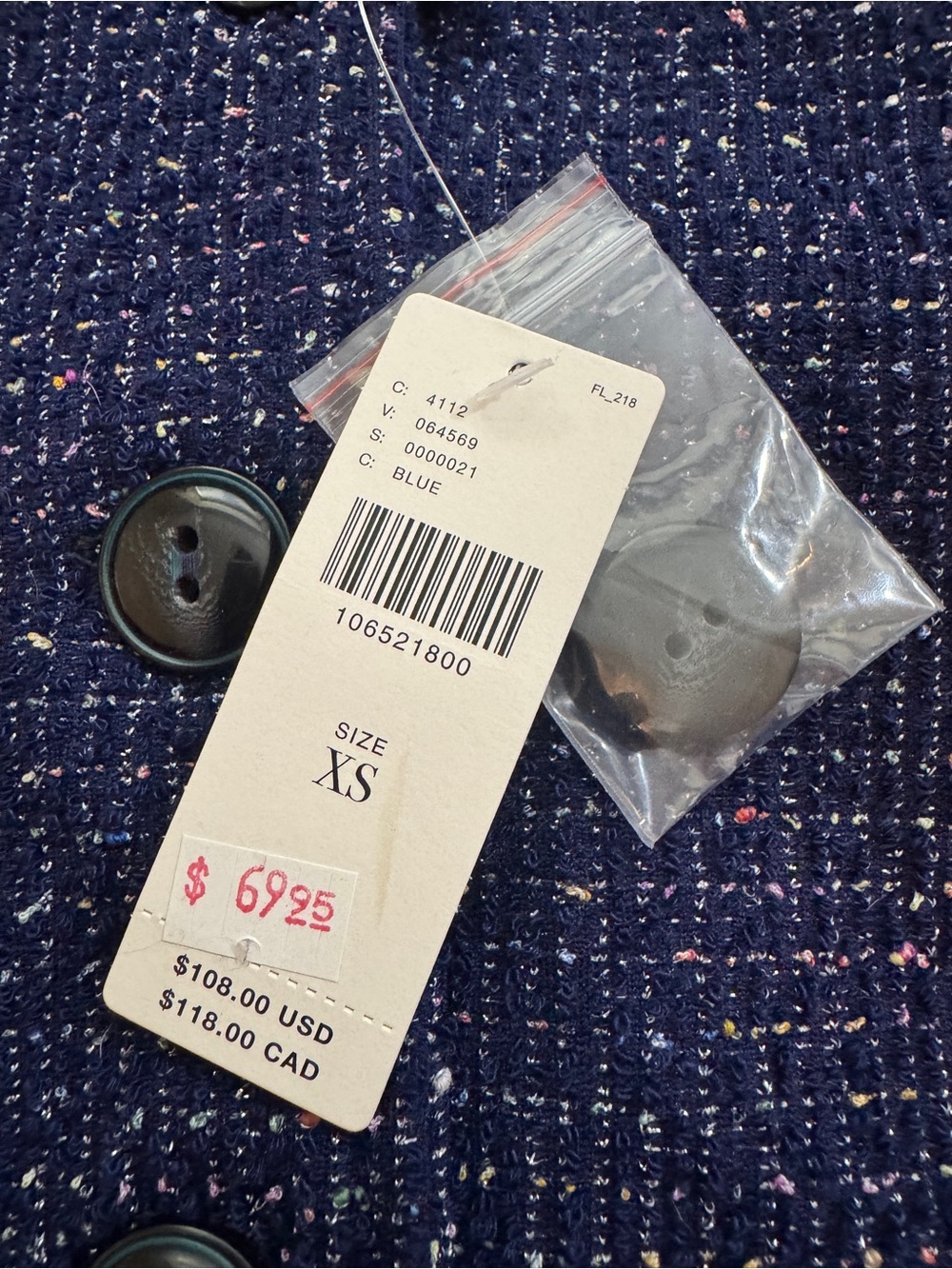 Anthropology Navy Tweed Button-Front Dress Vest - Brand: Maeve - Picture 3 of 3